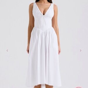 House of CB EMMELINA White Pleated Midi Sundress